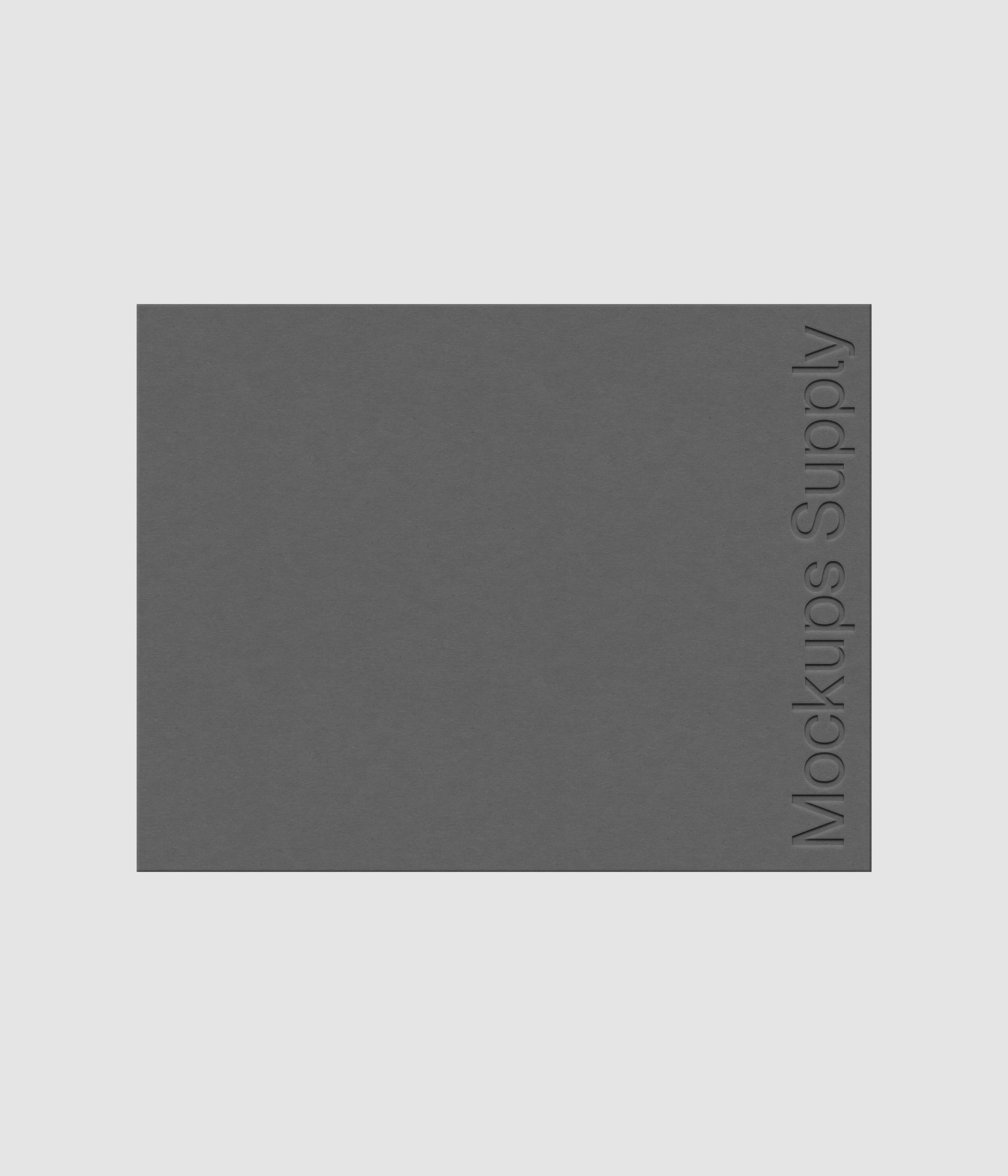 US Letter paper mockup PSD landscape with debossed logo effect, gray paper on white background, modern minimal stationery mockup for print design and brand identity