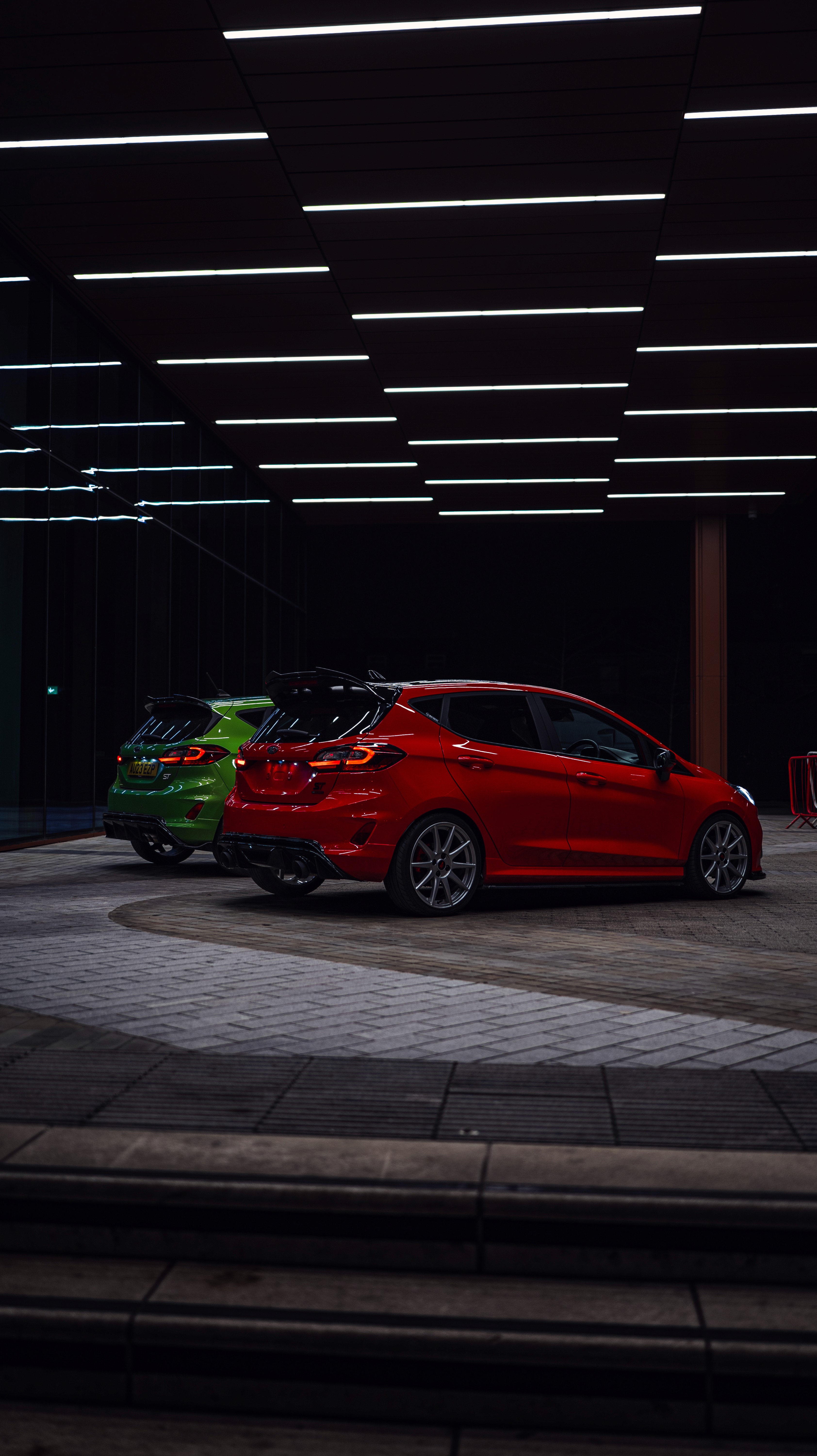 Two fiesta st's car shoot at night