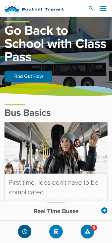 Foothilltransit.org mobile home page