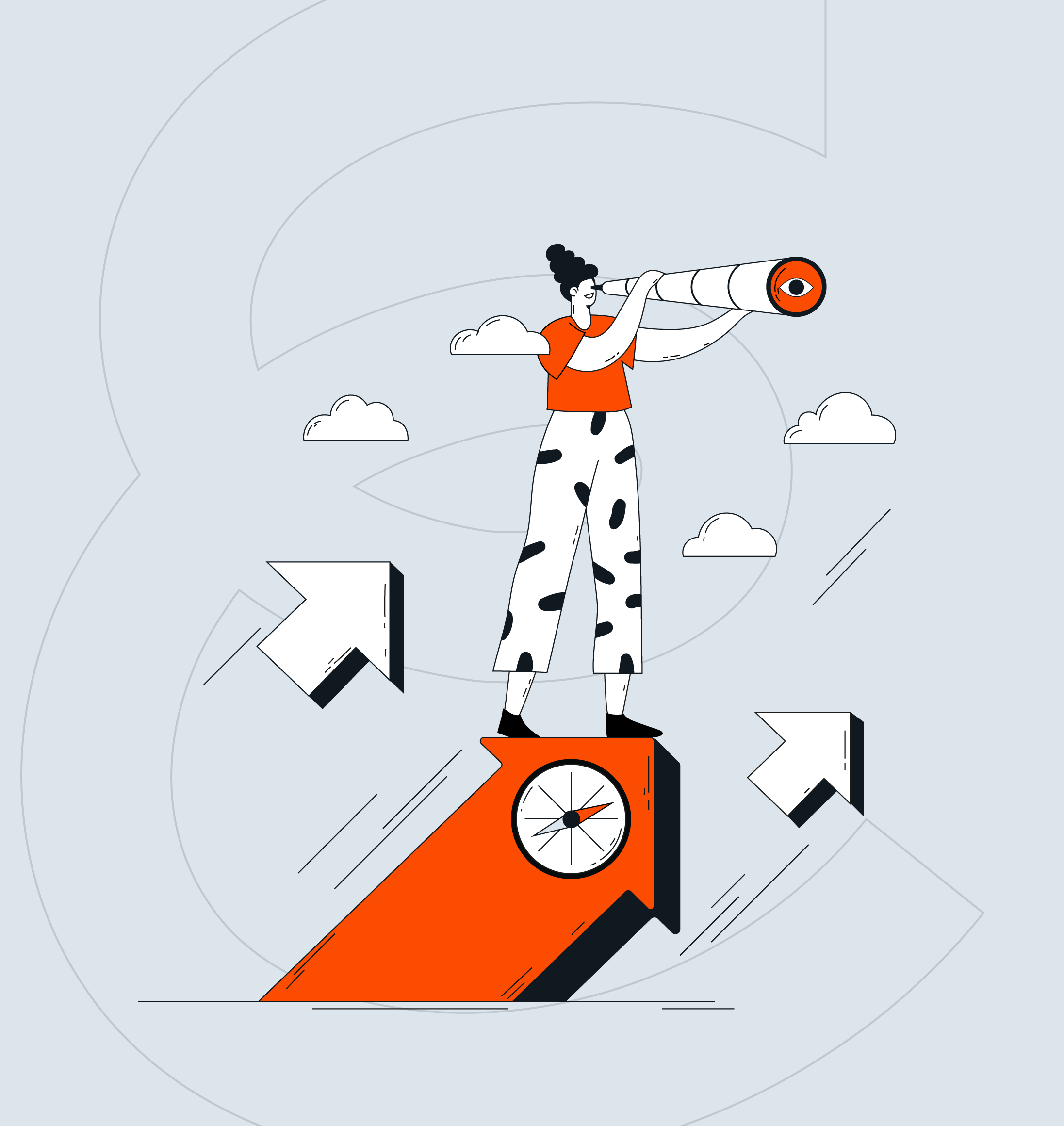 Illustration flat design d'une personne qui tiens une longue vue
