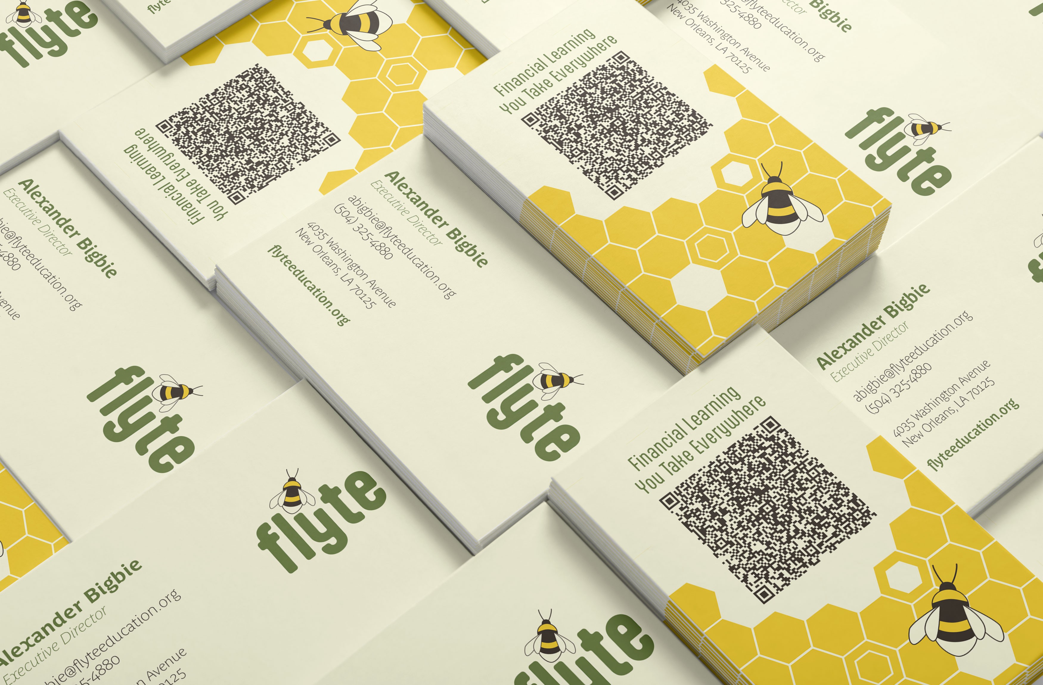 Flyte business cards mocked up