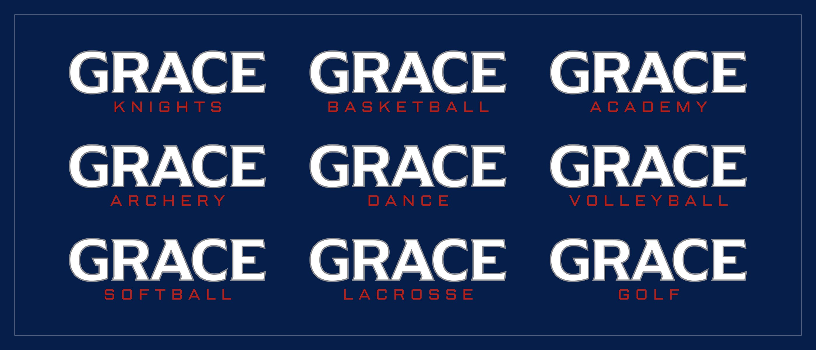 Grace Academy sport wordmarks.