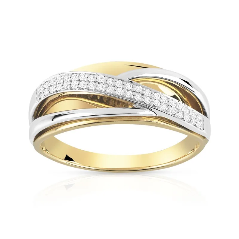 Bague en deux ors 375 sertie de diamants