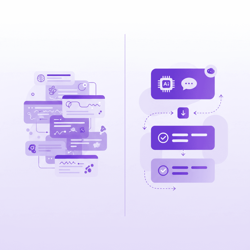 A split screen showing a dense biology PDF on the left and a structured, step-by-step Penseum chatbot explanation on the right.