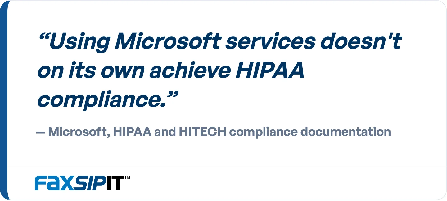 Microsoft says it plainly in its own HIPAA and HITECH compliance documentation.