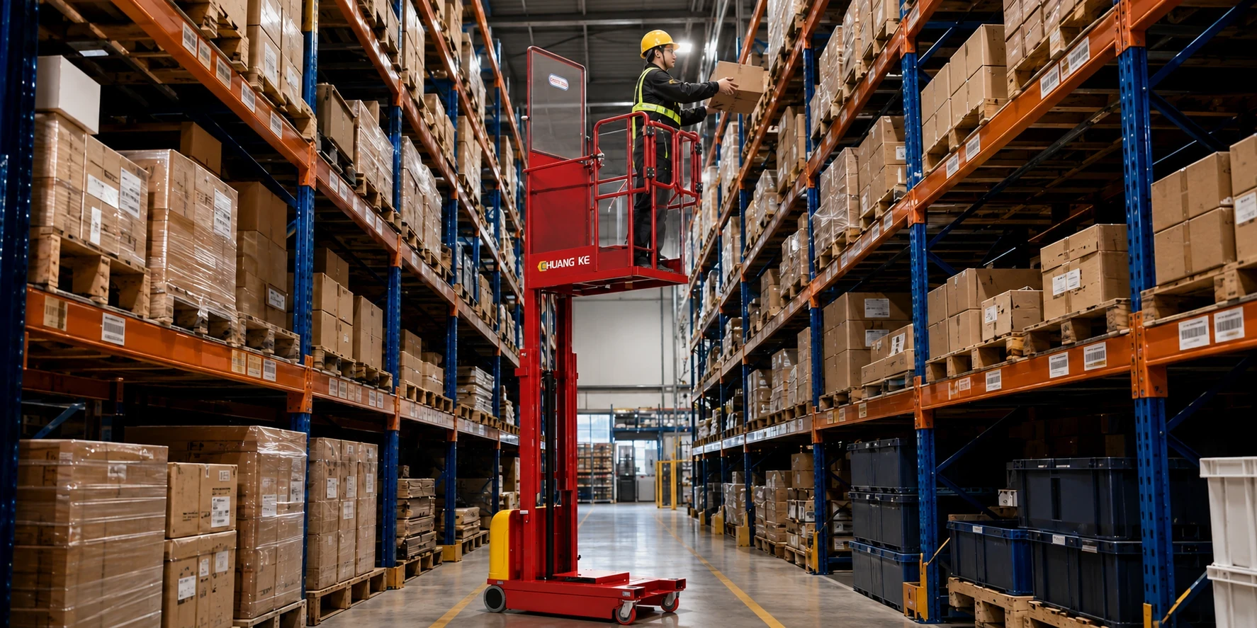 WIZPLUS order picker platform for structural and MEP installation in commercial construction projects