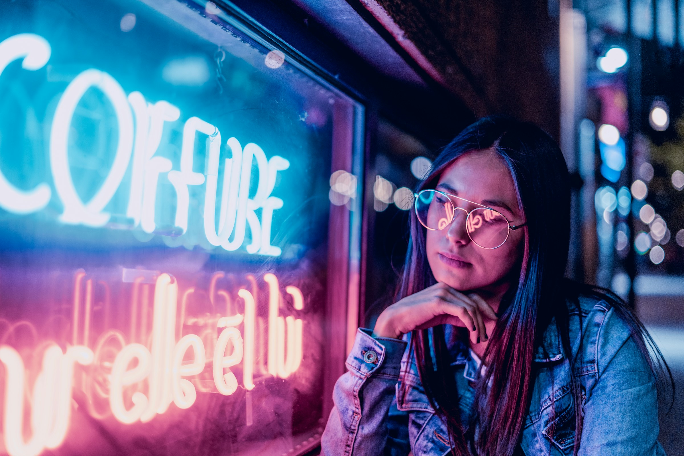 woman looking at lights - Aesthetic Preppy 