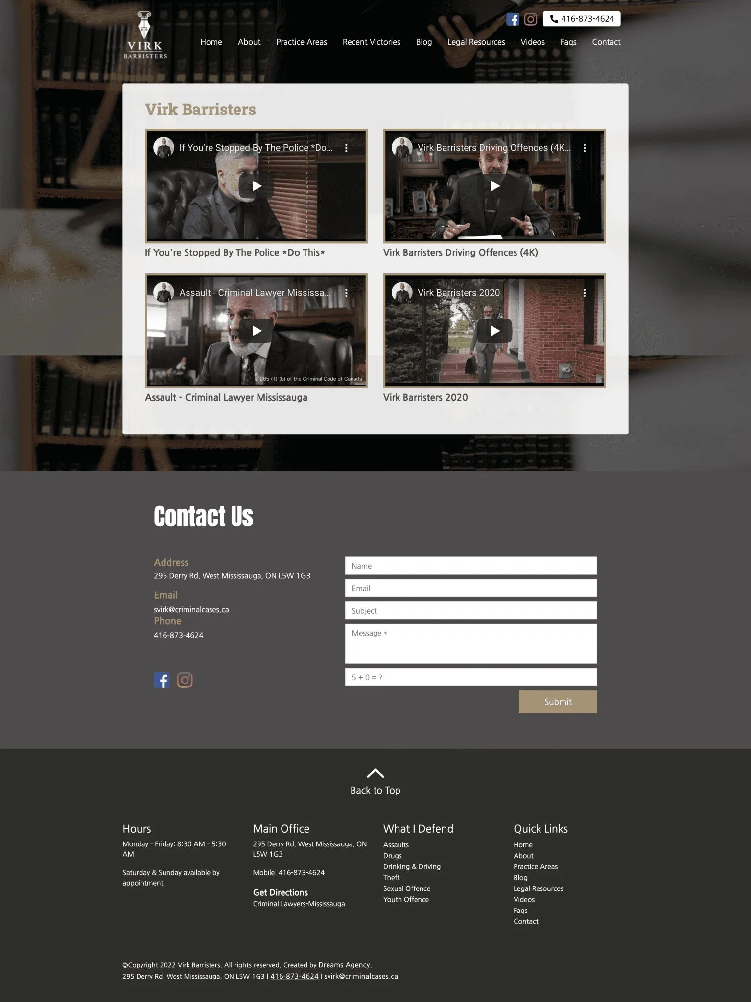 videos page for virkbarristers website developed & designed by Dreams Agency Mississauga, Ontario