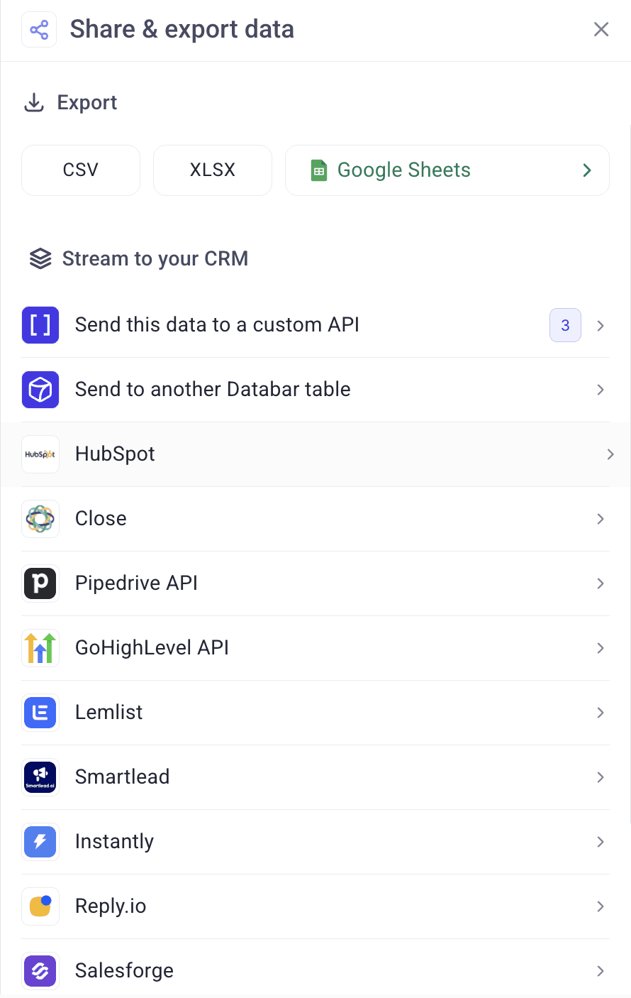 Data export buyercaddy