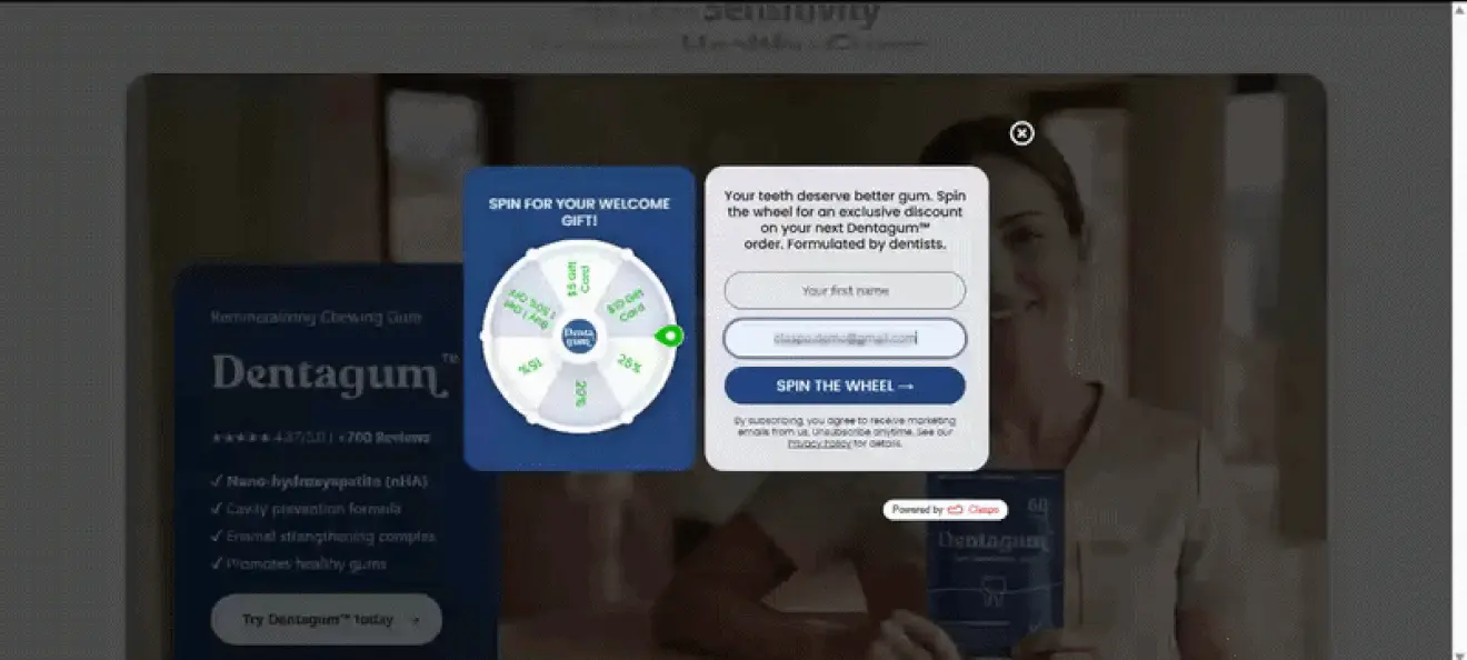 Dentagum-spin-the-wheel-claspo-popup-example