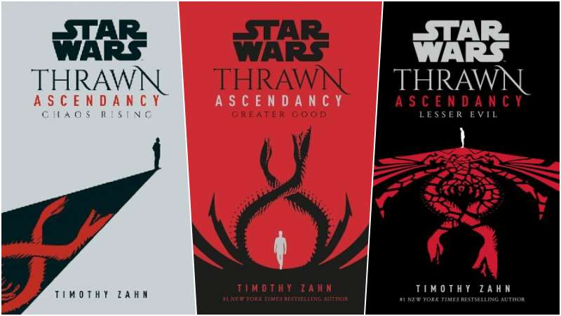 A three-part collage of the front covers of the Ascendancy Trilogy.