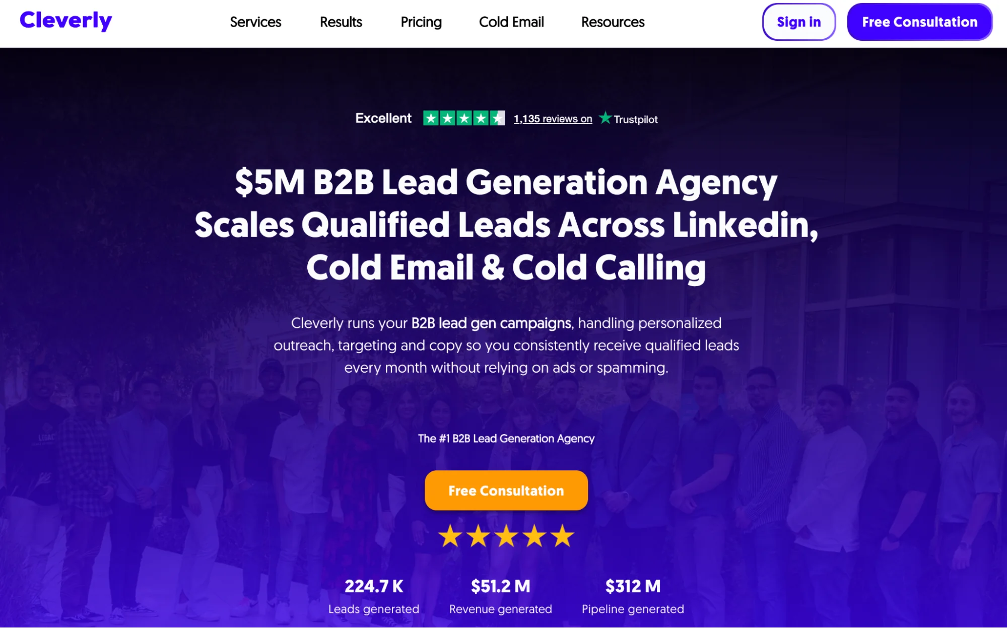 Cleverly homepage: done-for-you LinkedIn lead generation agency