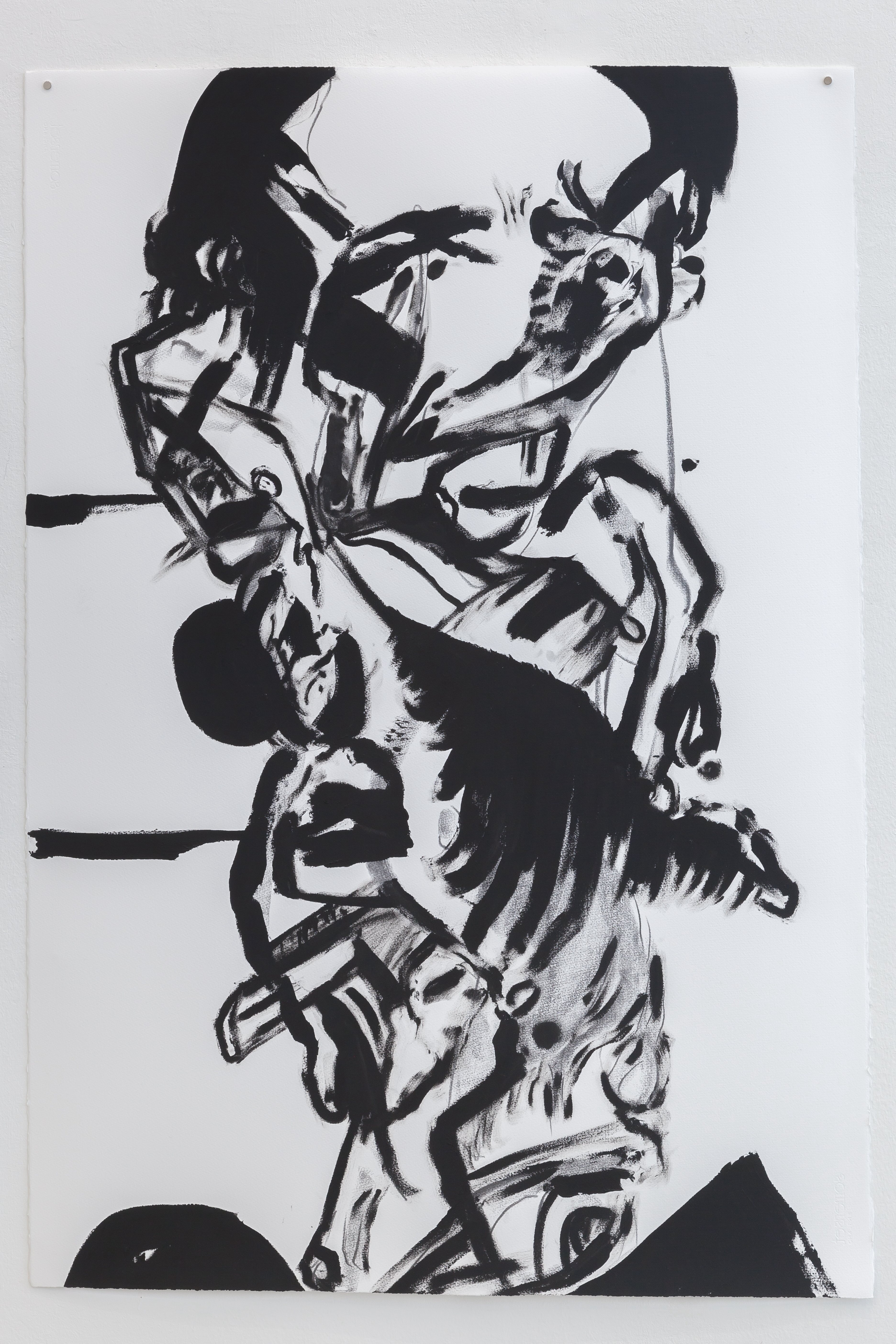 Bana ne borcun var ne de minnetini isterim (Neither you owe me nor that I want your gratitude), 2022. Acrylic and graphite on paper, 44 x 30 inches (76.2 x 111.76 cm).