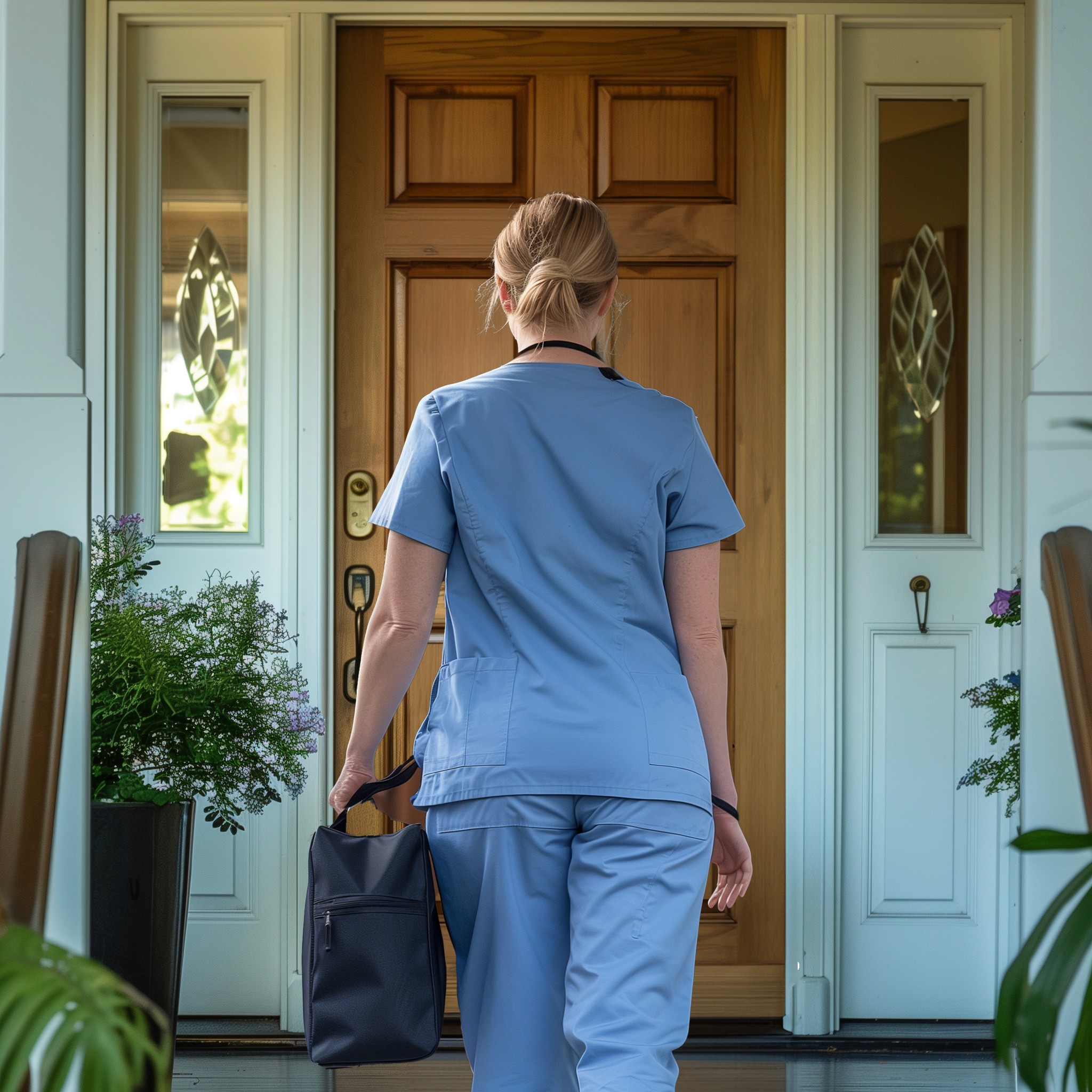 A+P House Calls medical provider arriving at a patient's home for a house call visit on Long Island, New York