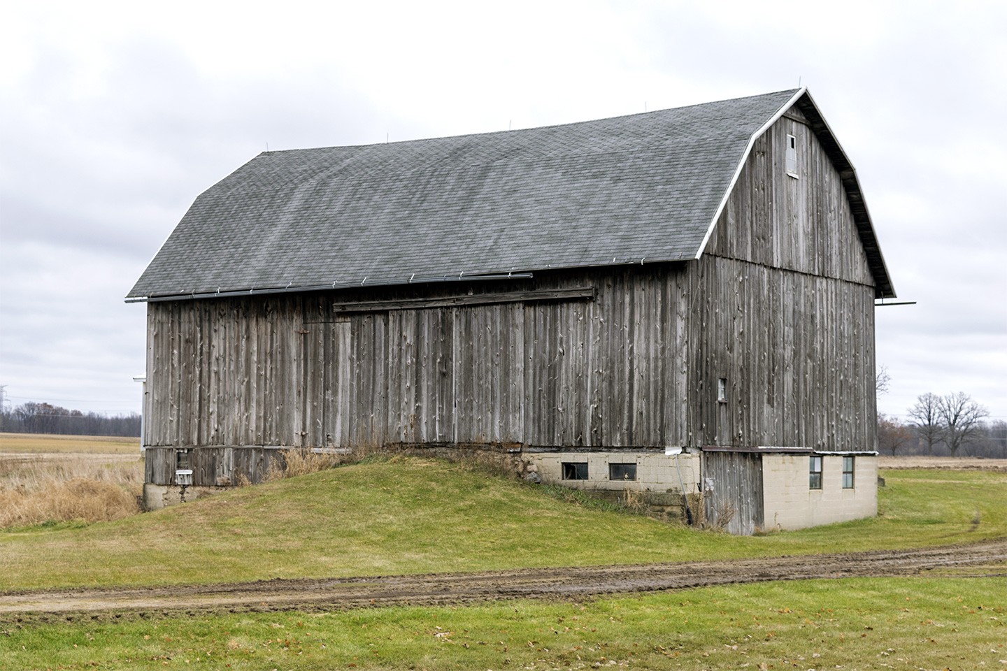 Barn with a hill