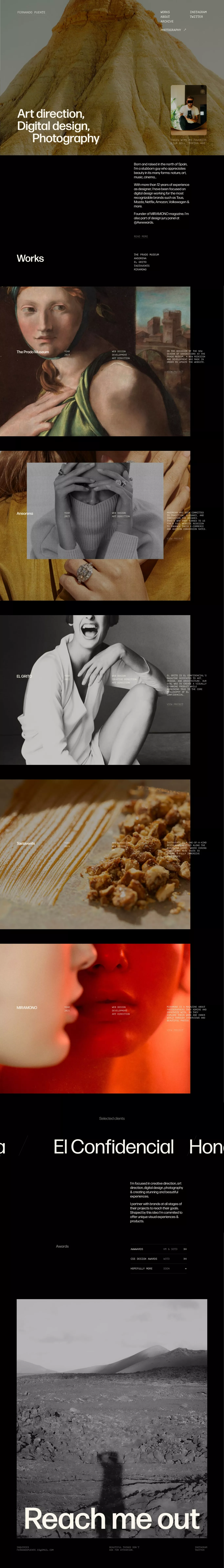 Fernando Puente portfolio page screenshot showcasing Photography and Design design