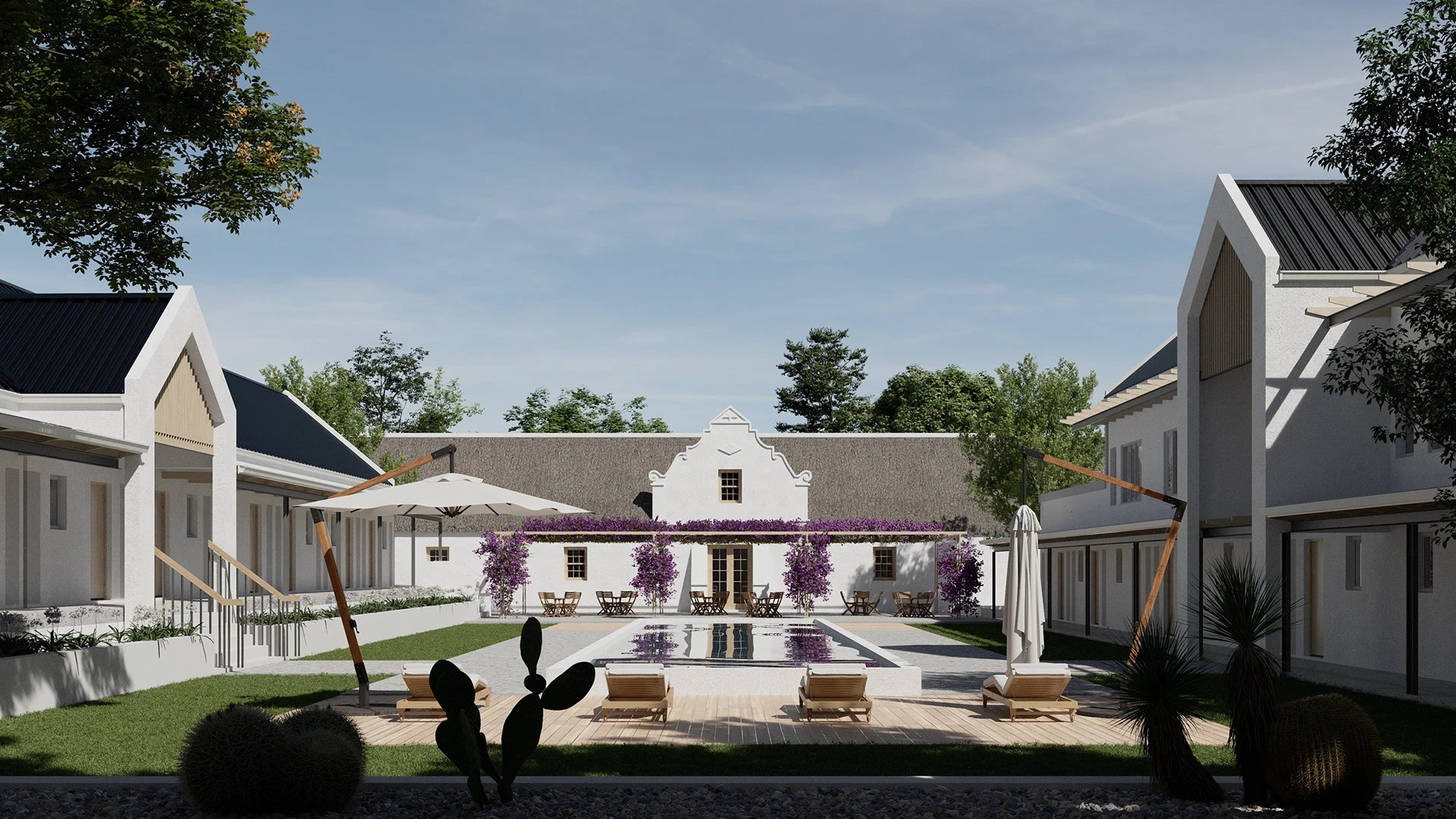 Creative agency branding with stylish woman in blue wig and sunglasses against a smoky blue background.