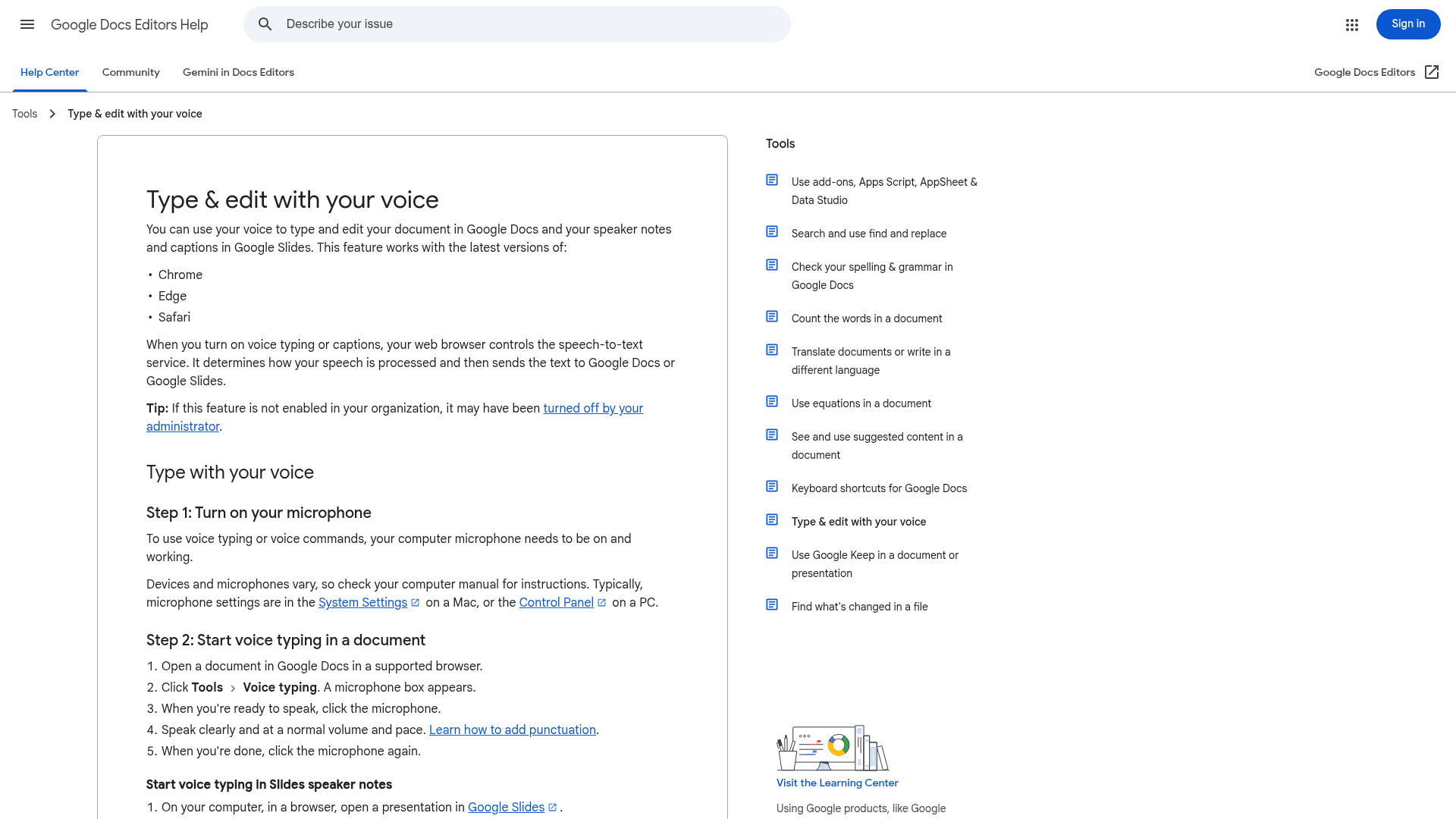 Screenshot of https://support.google.com/docs/answer/4492226?hl=en