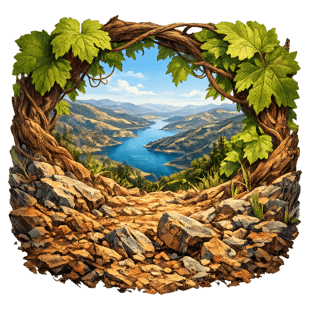 Detailed graphic of the Rockpile wine region.