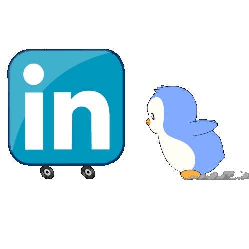 LinkedIn Logo Chased by Running Penguin