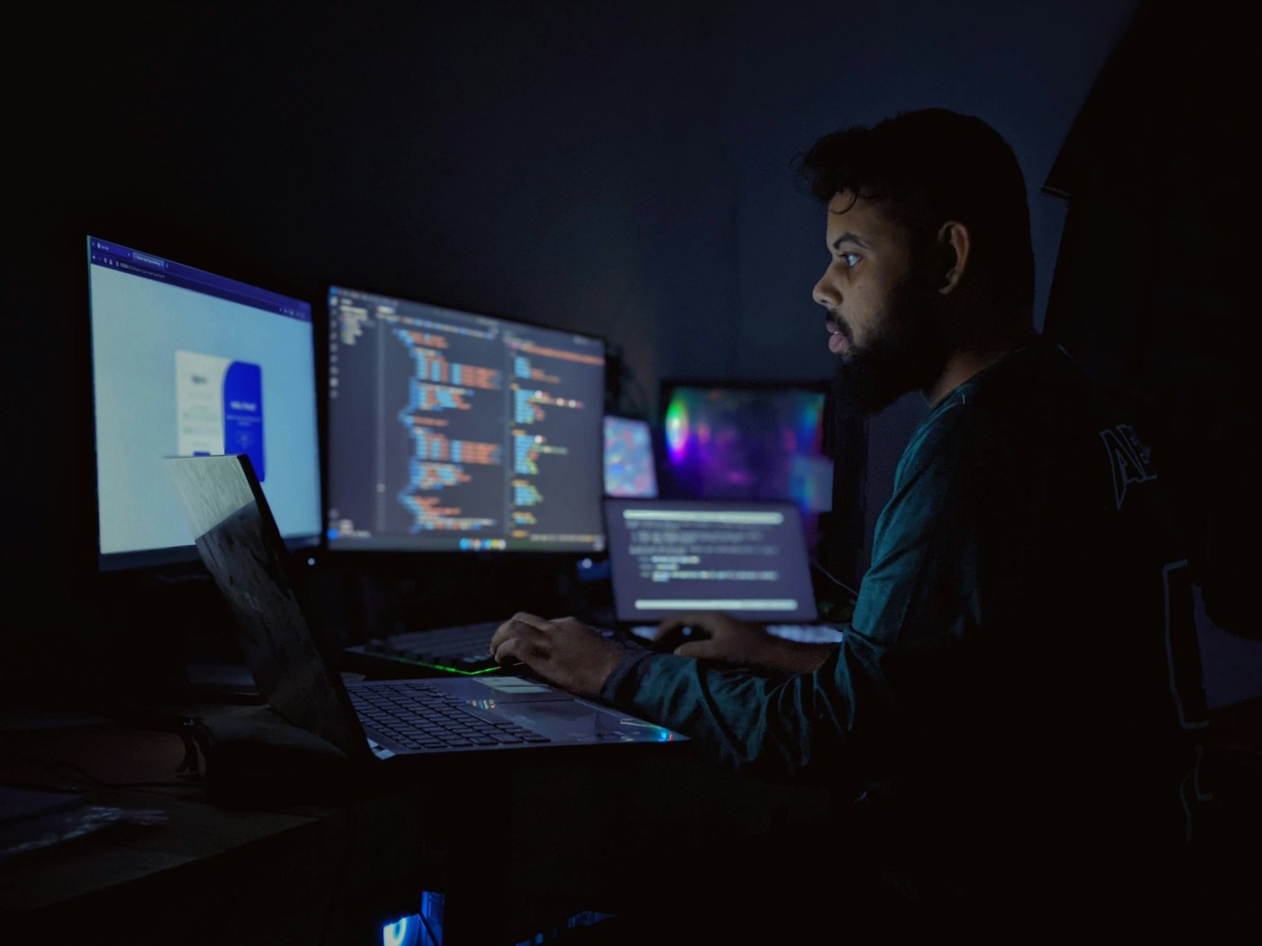Othos control room operator monitoring estate CCTV feeds on multiple screens