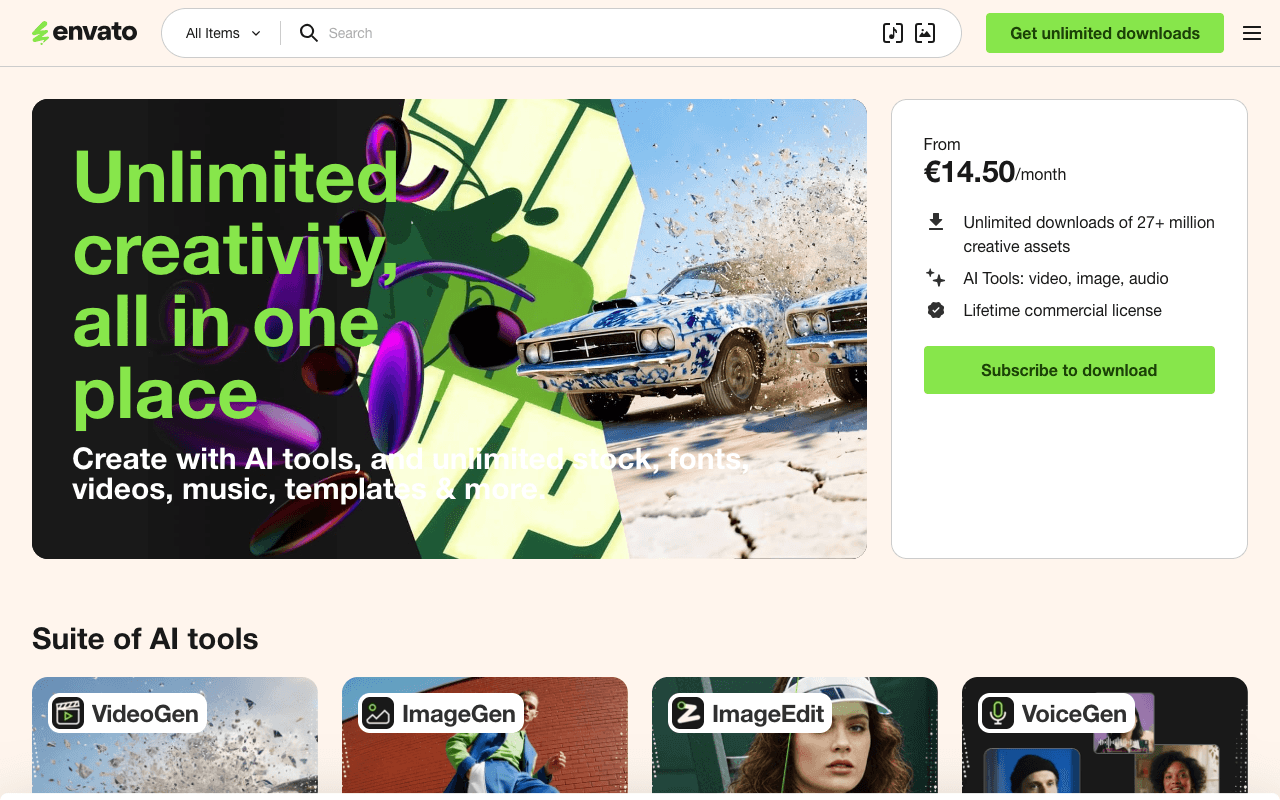 Envato Elements екранна снимка