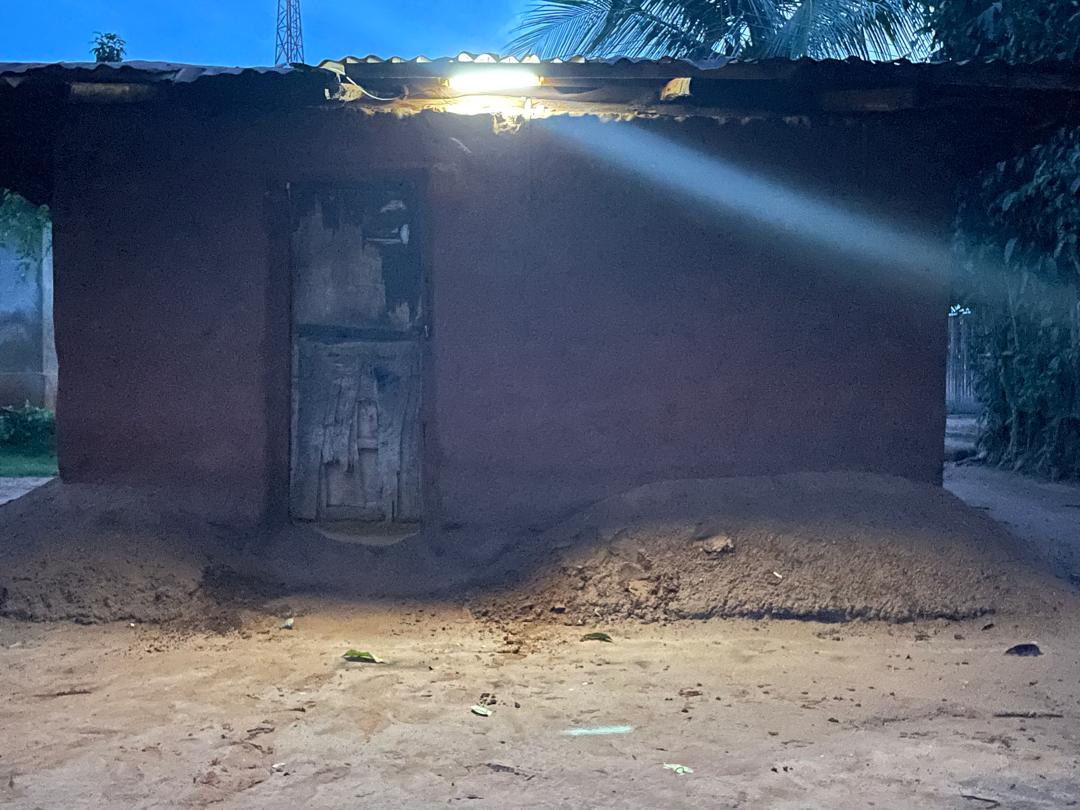 frontview of a hut with a light shining infront from a petfeb project