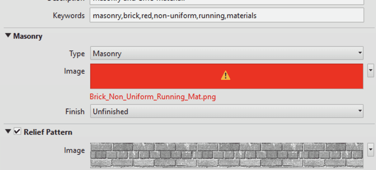 Error message displayed for the missing image map in the render shown above on the right.