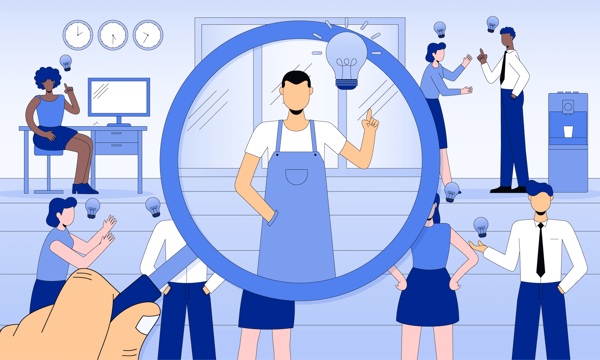Frontline employee with a new idea, showing that anyone can drive business innovation