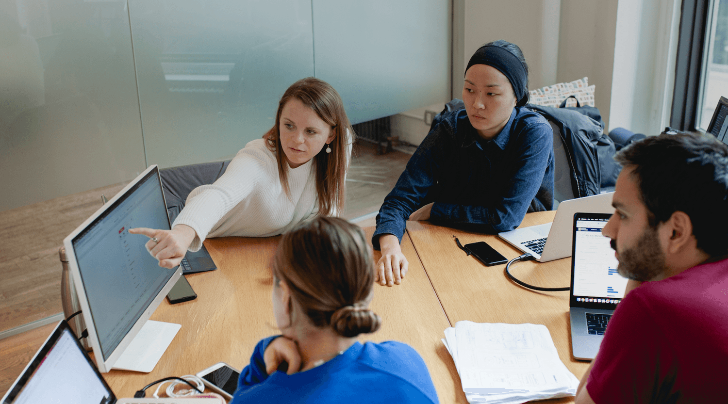 Designers and developers working side by side on a product sprint in real time.