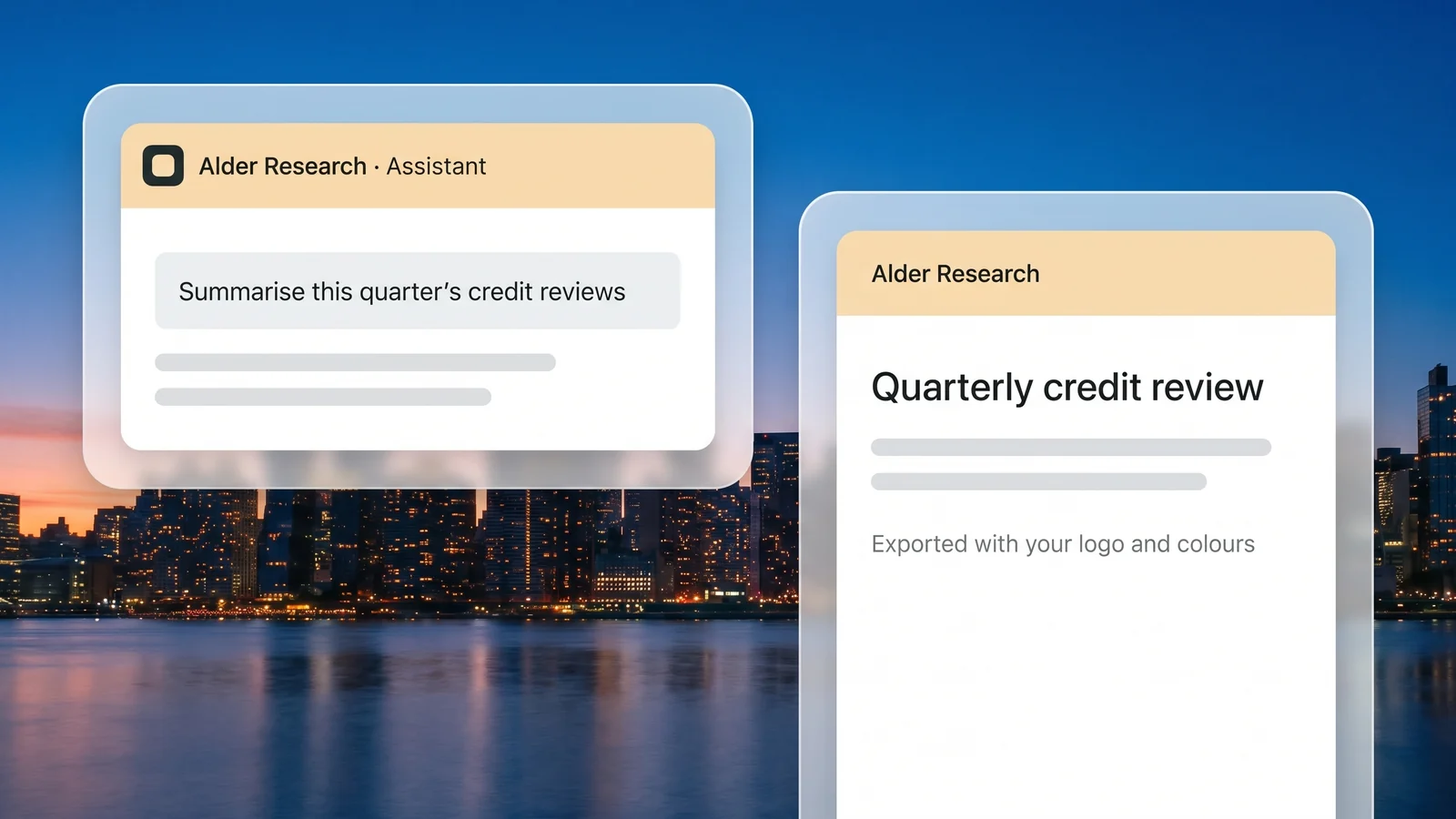 The application and its exported reports carrying a client's own name, logo and colours