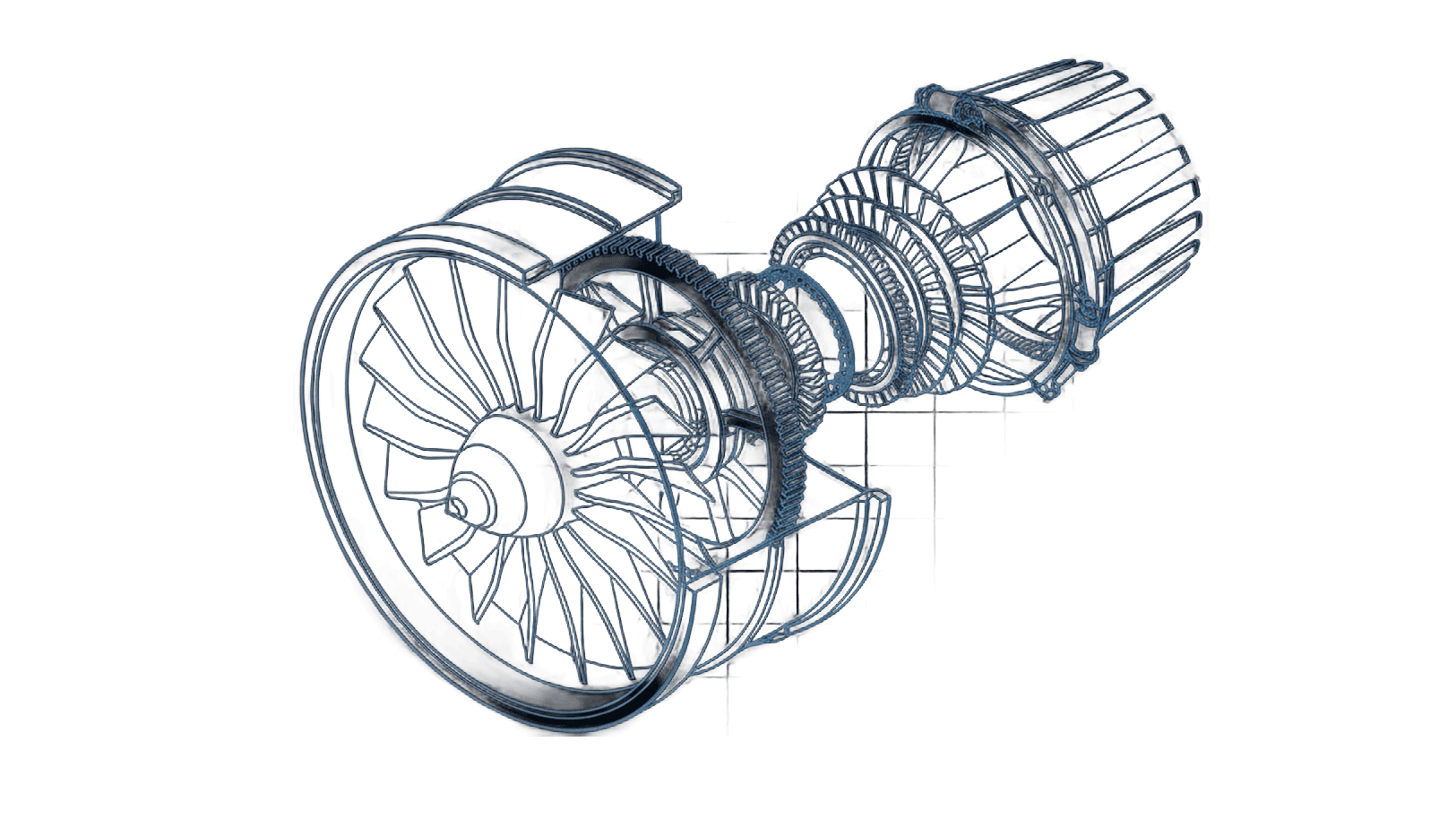 Blueprint of a jet engine 