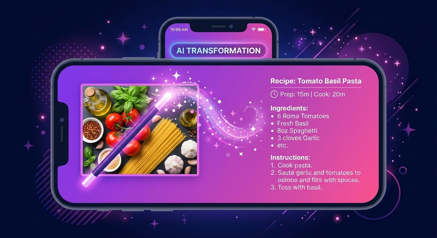 Single-purpose AI utility app illustration with magic wand transforming photo