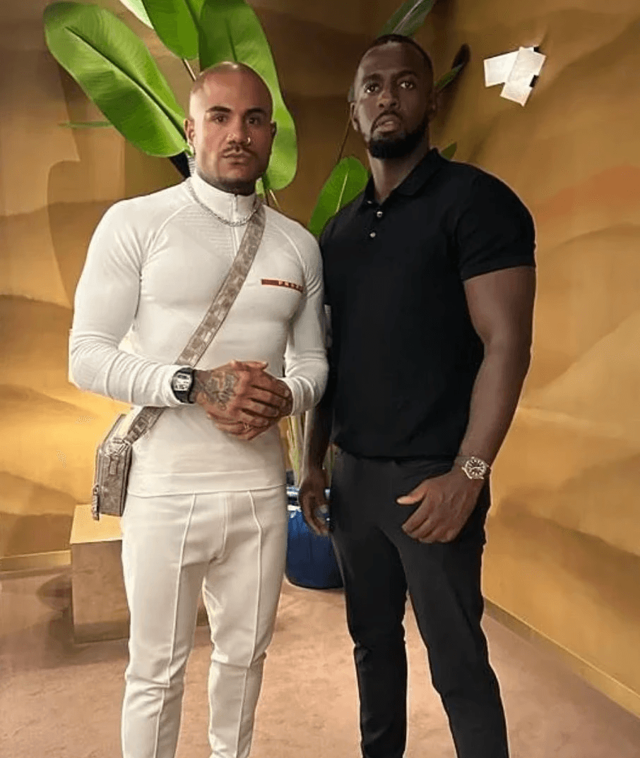 man in black leather jacket