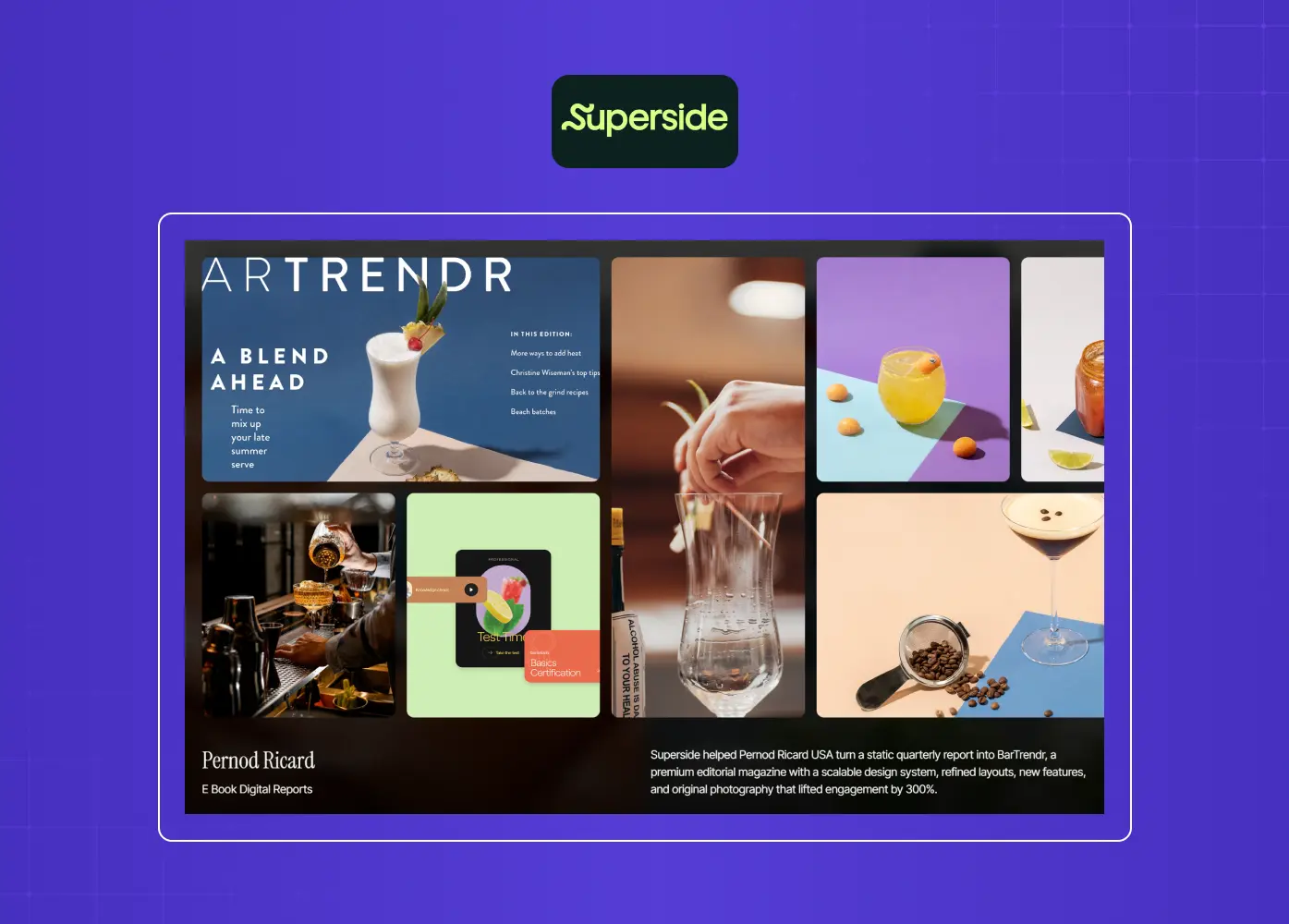 Creative portfolio page displaying a collection of branding, editorial, and marketing design projects in a visually rich grid layout.