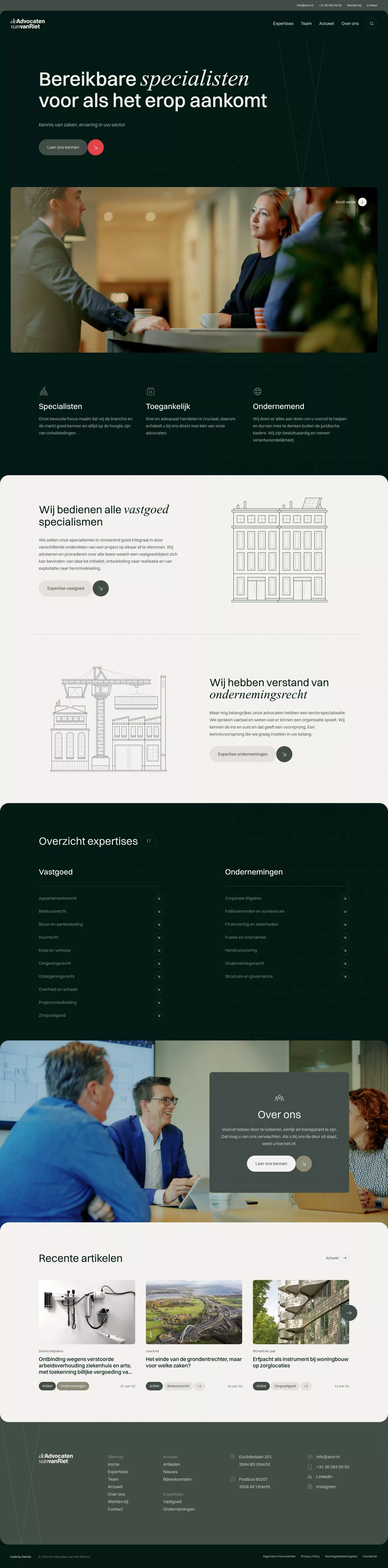 De Advocaten van Van Riet - Vastgoed & O portfolio page screenshot showcasing Finance and Local Business design