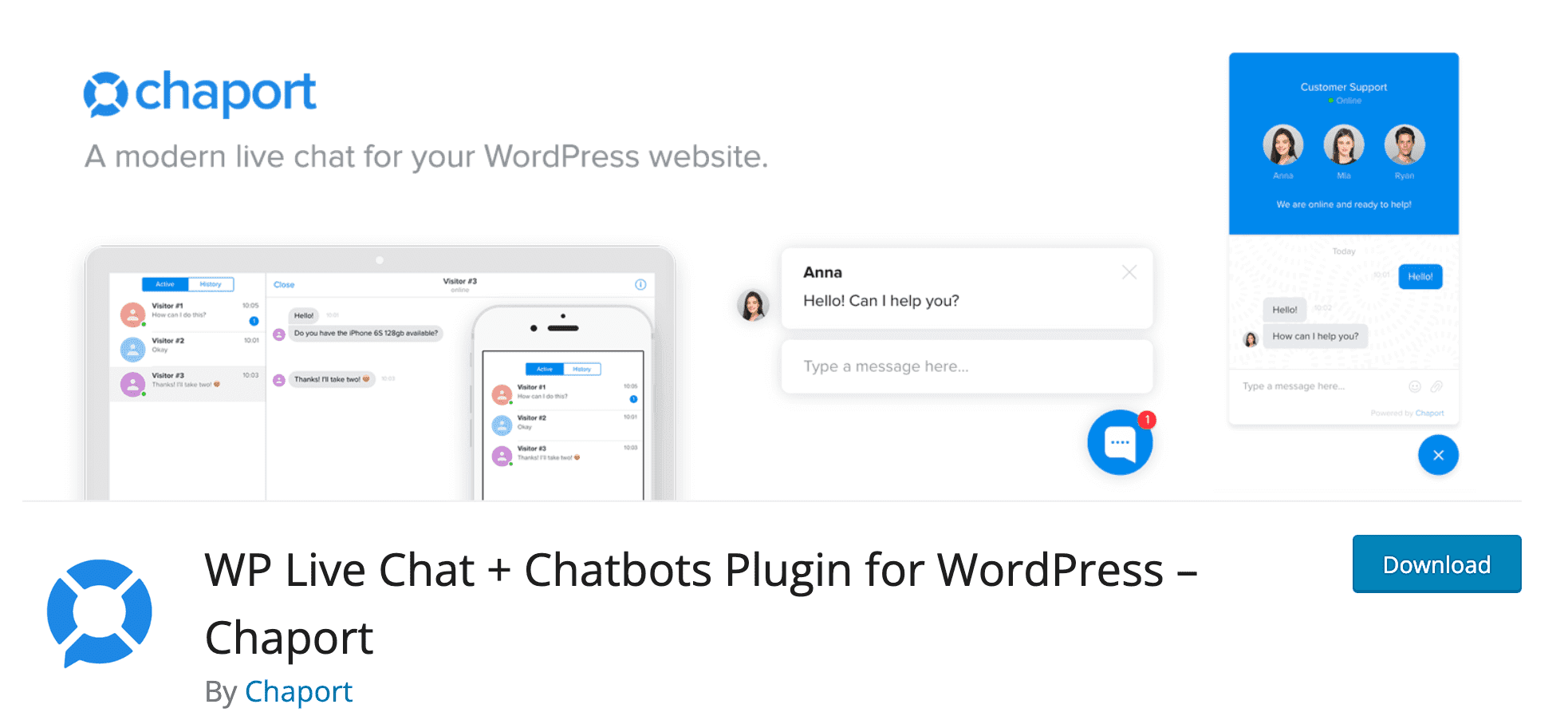 WP Live chat download page