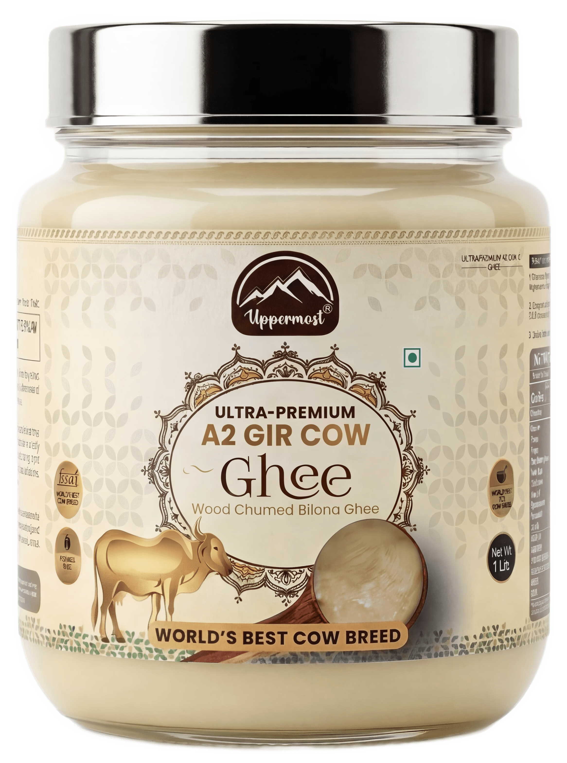 Gir cow ghee jar nutritional infographic
