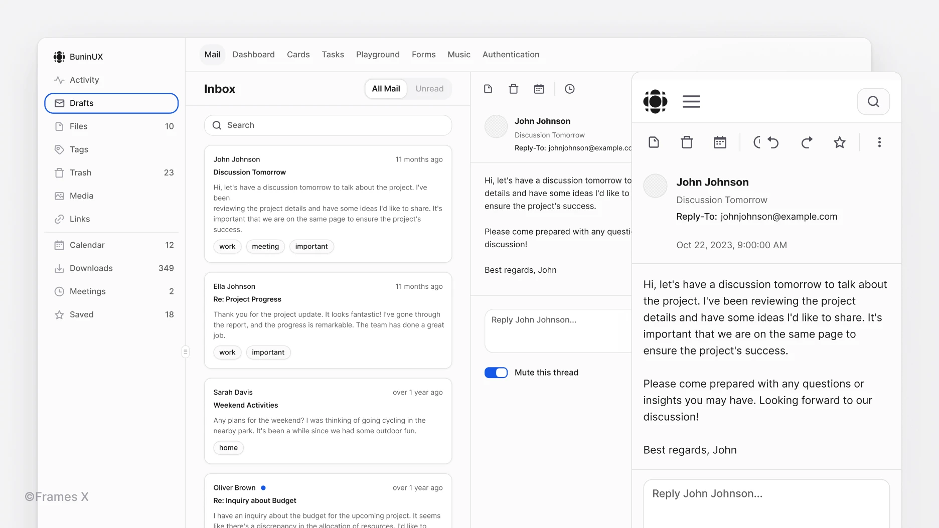 Mail UI in FIgma