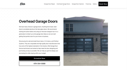 Custom Website Images Design By Moores Designs - Servicing Northwest Arkansas Businesses Elite Garage Door NWA