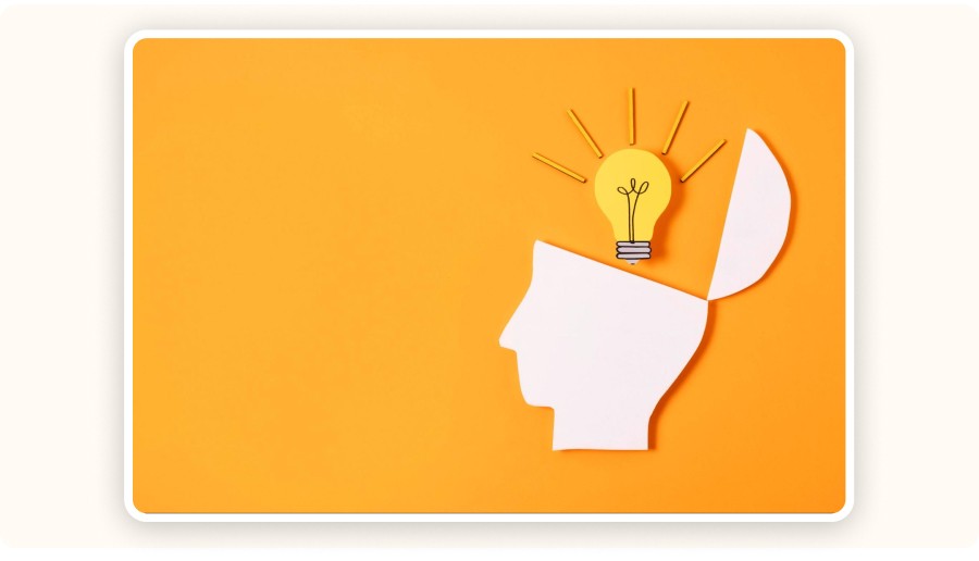 Lightbulb above head.