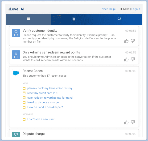 Assisting agents and managers in real time