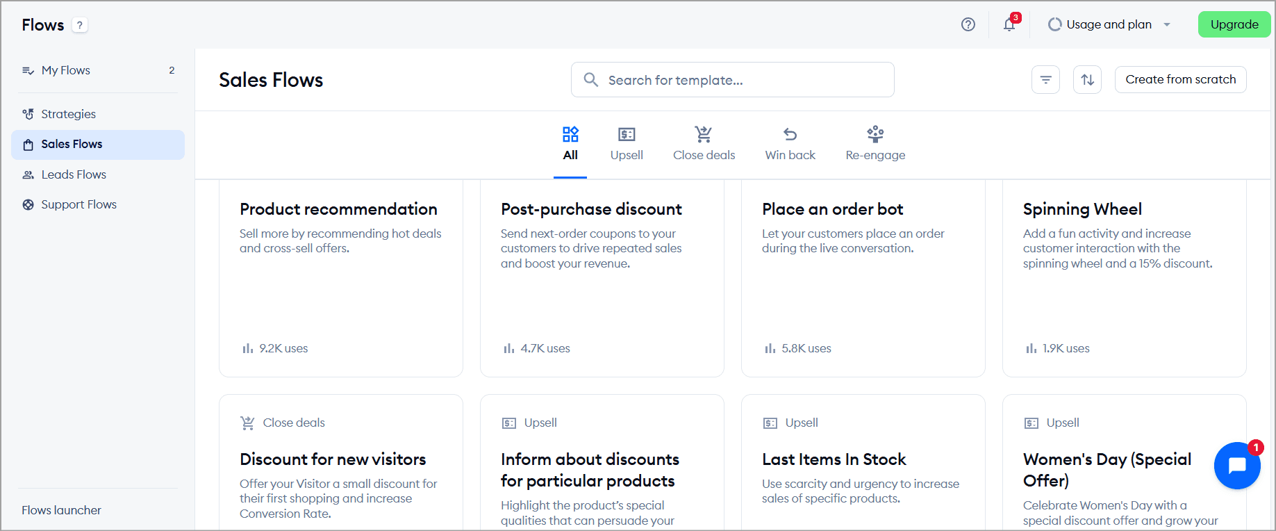 Customer engagement flow templates