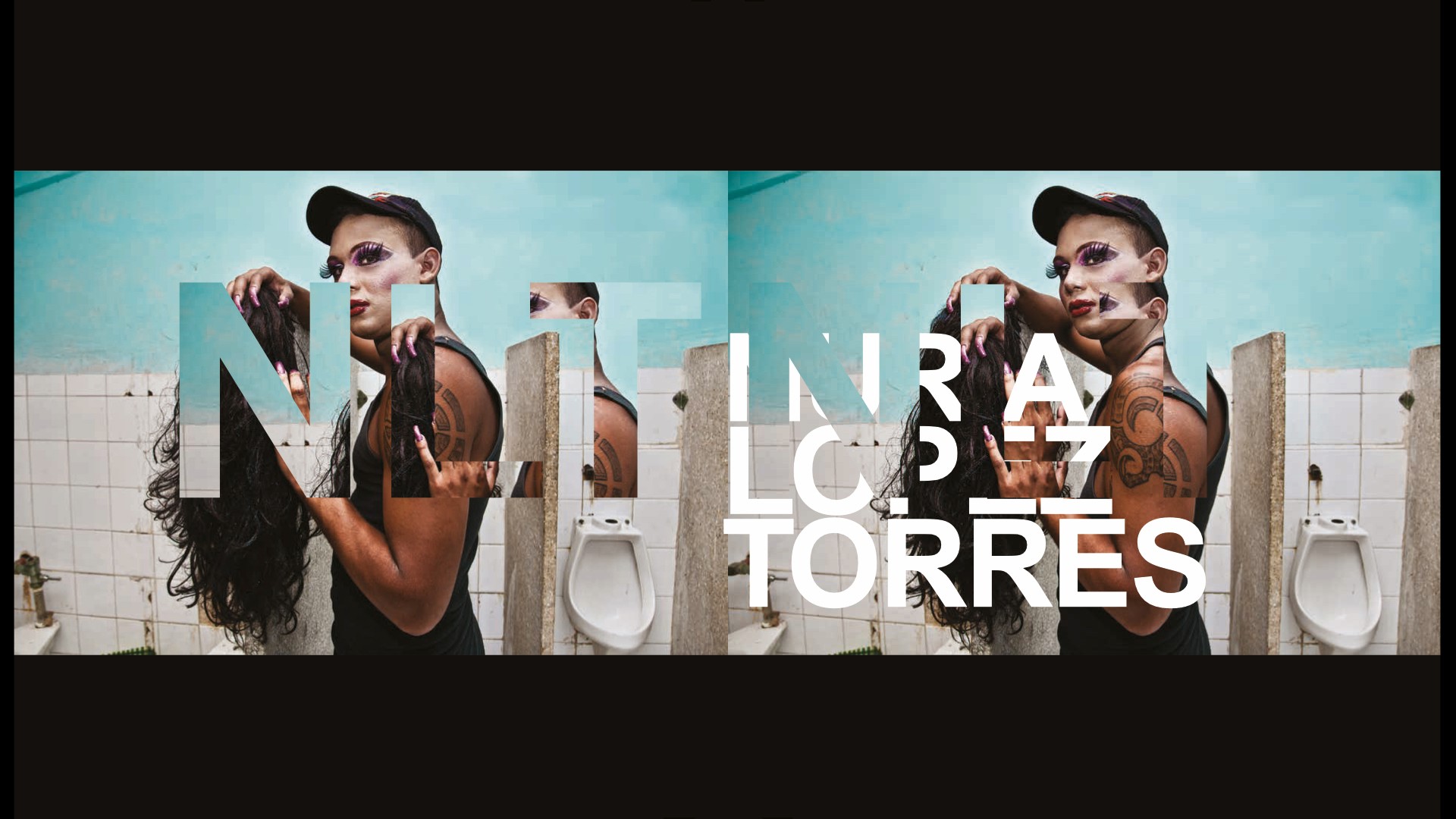 A split-image of a man striking a pose while holding a bottle, set against a bright background.