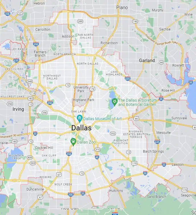 Map of Dallas, TX
