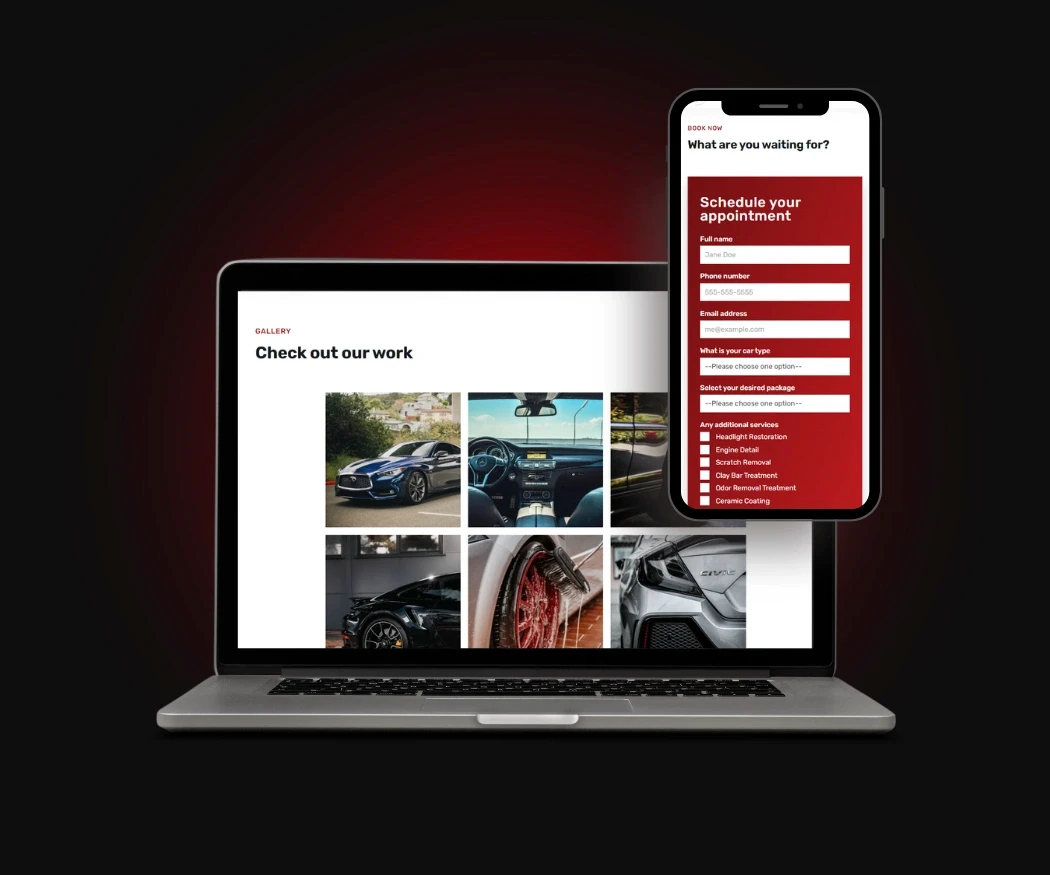 PrimeTime detailing website mockup