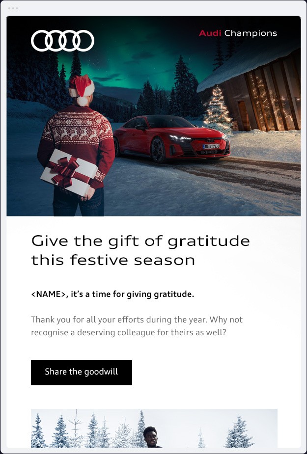 Audi Christmas Email  for CHampions Incentive