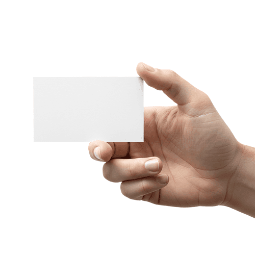 Hand holding business card mockup by a man