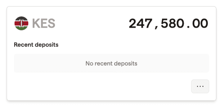 Capi dashboard: KES balance