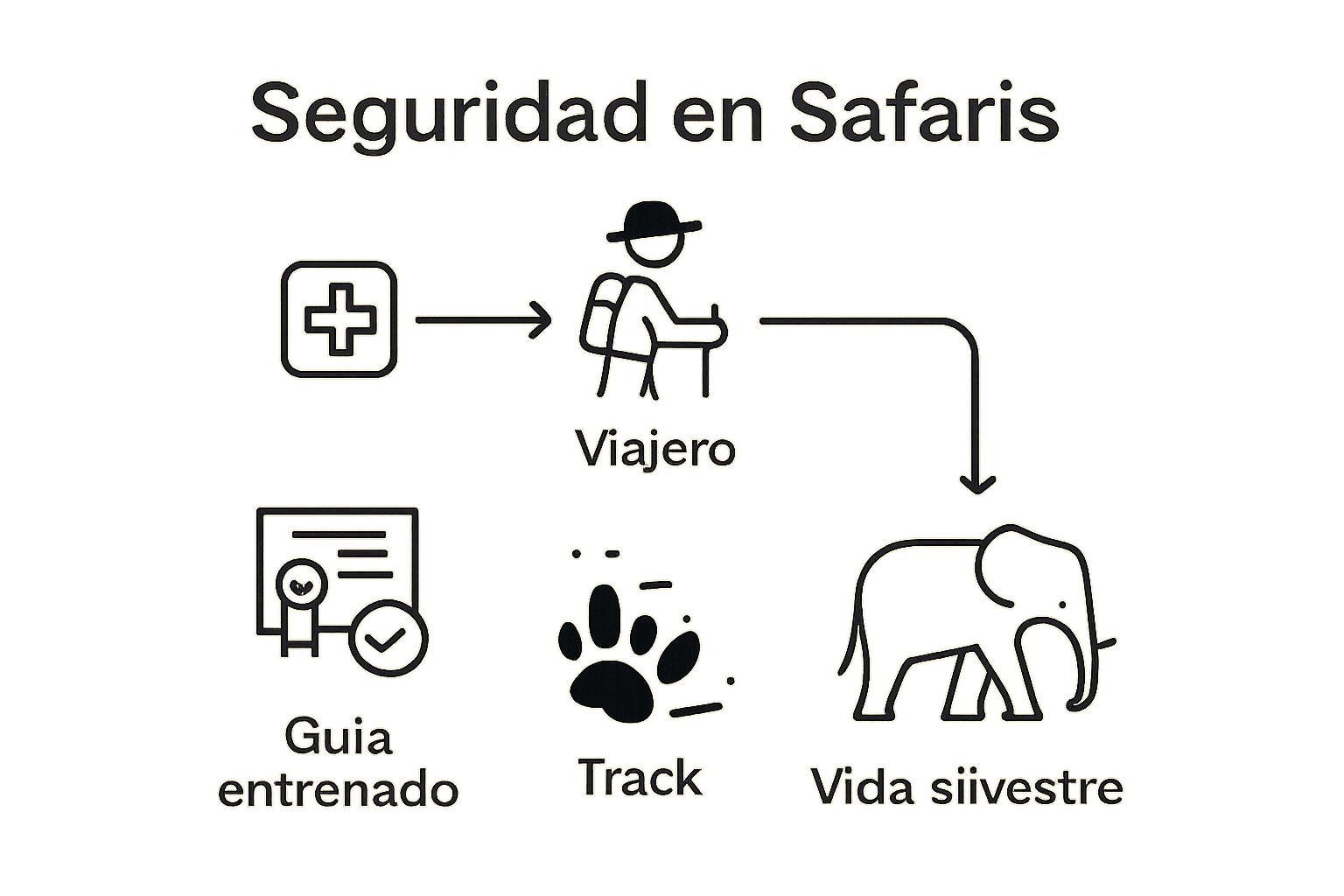 Infografía sobre el protocolo de seguridad en safaris con ilustraciones